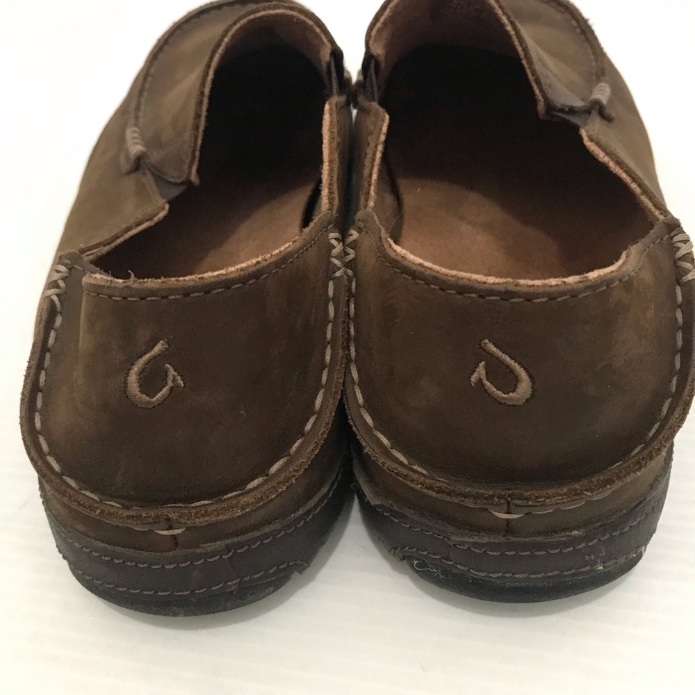 Moloa Men's Premium Leather Shoes, Easy Slip On & Off Dk Wood/Dk Java Size 10 - Picture 5 of 9
